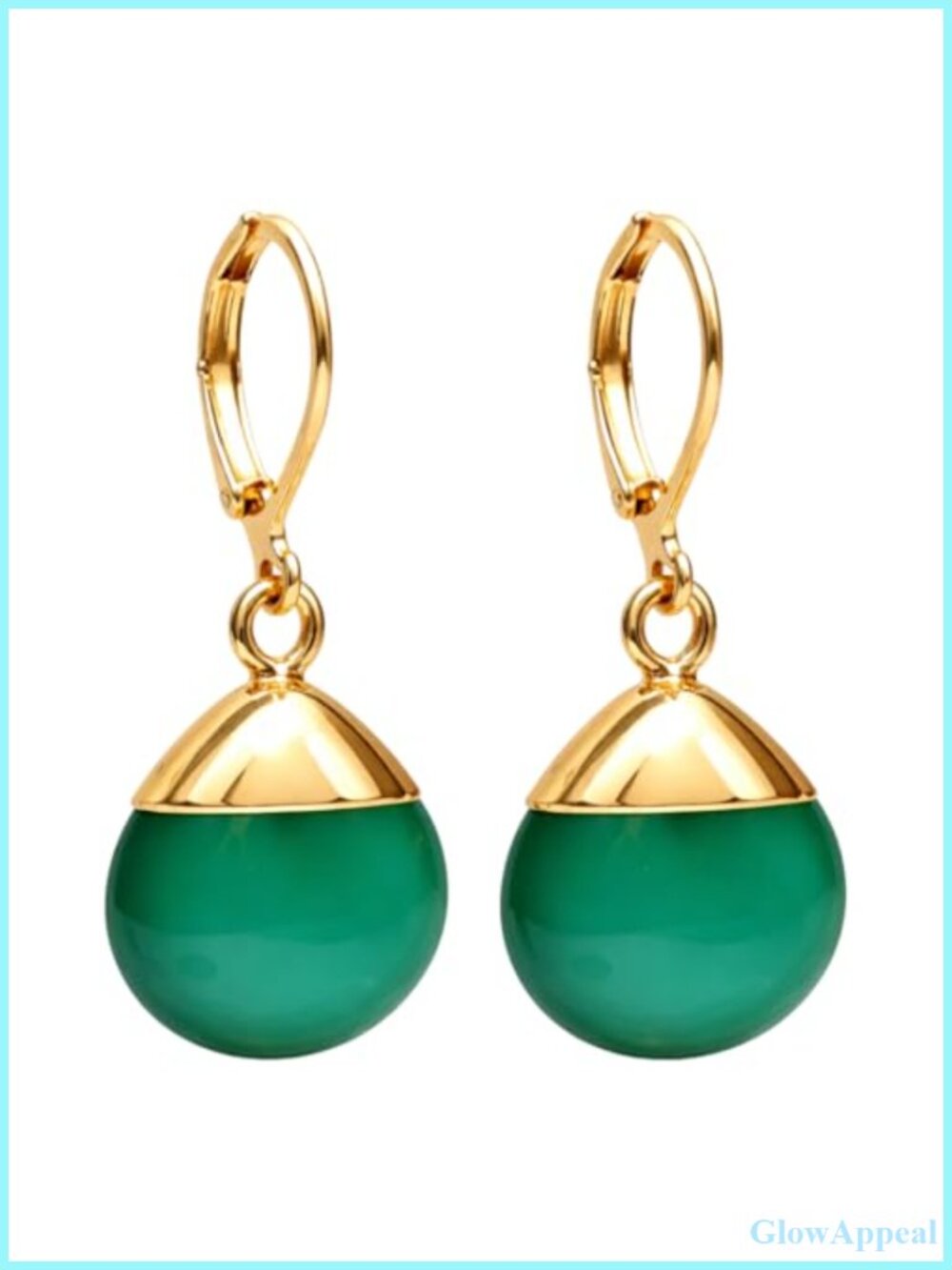 Gold Electroplated Green Onyx Drop Dangle Earrings for Women